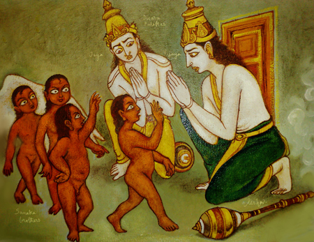 Detailed Story is related to Sanat Kumaras hey curse the two doorkeepers that they will have to give up their divinity, leave Vaikuntha, will be born on the Earth, Goddess Lakshmi Gives Curse to Jaya Vijaya